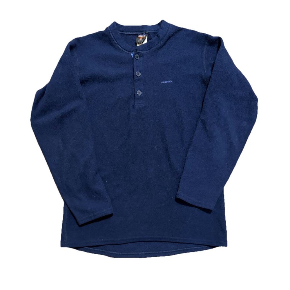 Vintage Patagonia Shirt Mens XS Blue Capilene Fleece Henley Made USA 90s